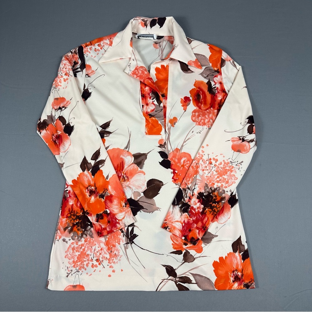 Teddi Floral Blouse - Orange and White Vintage